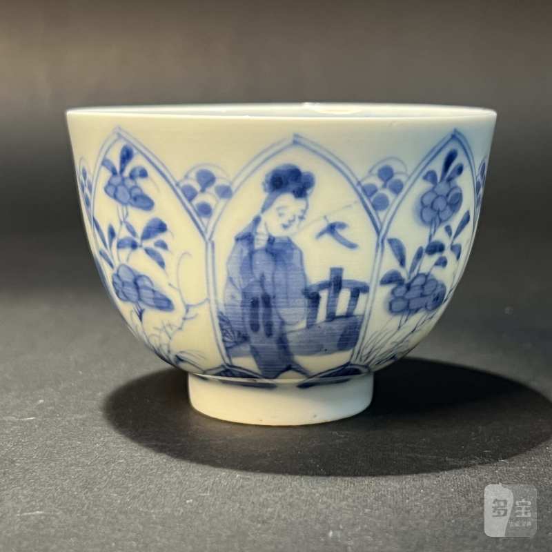 清 青花人物纹杯 - 图3